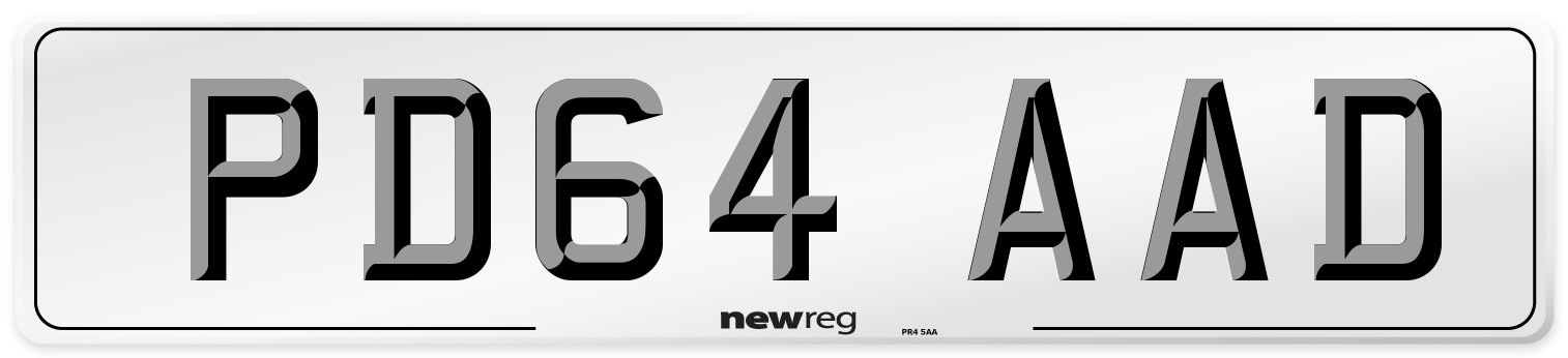 PD64 AAD Number Plate from New Reg